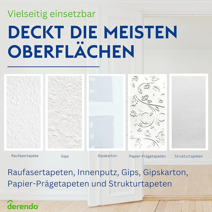 derendo Schneeweiss ultra wandfarbe weiss höchste deckkraft 2.5l weisse wandfarbe ausbessern wand st