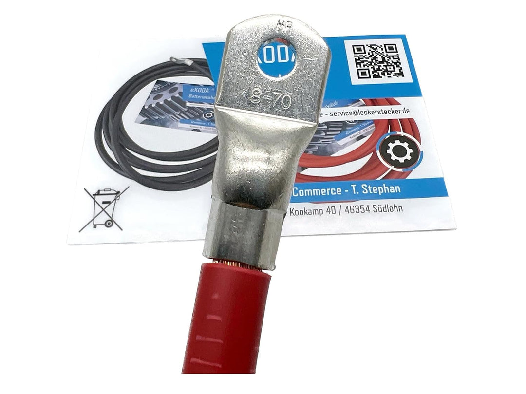 Exoda Batteriekabel 25mm² 75cm M8 Rot flexibel 99 Kupfer Auto Moto Rot 25 mm² 75cm M8, Rot 25 mm² 75