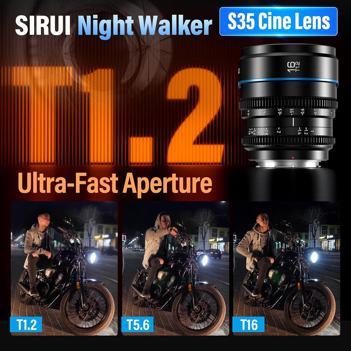 SIRUI Night Walker 16mm Cine-Objektiv mit Manuellem Fokus, T1.2 Large Aperture S35 Frame Wide Angle