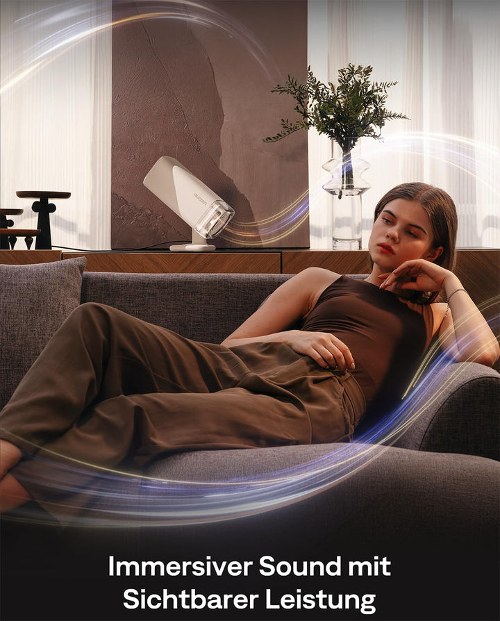 Aurzen Boom Air Mini Beamer mit Google TV&NetfIix, 4K Unterstützt, Aufladbar via USB-C, Smart Projek