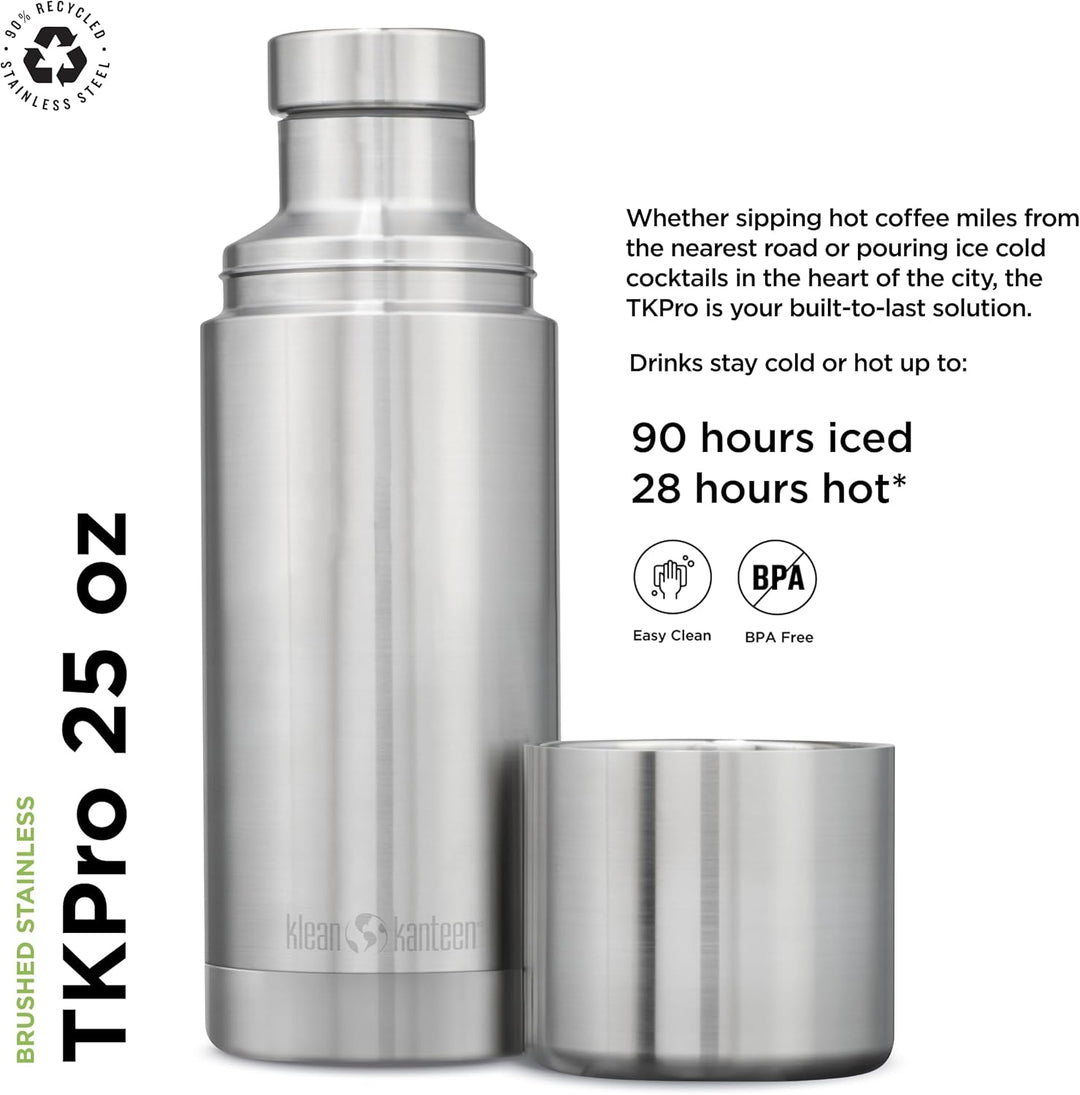 KleanKanteen Herren TKPro-BS Trinkflasche, Brushed Stainless, One Size, Brushed Stainless