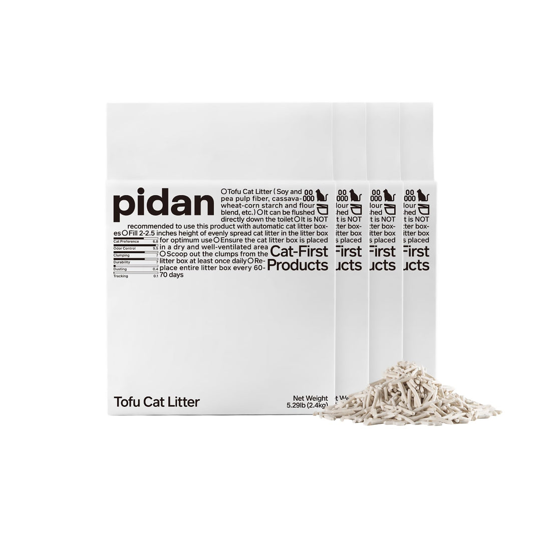 pidan Tofu Katzenstreu 9,6kg (4 Beutel), Klumpend, Spülbar, Ultra Saugfähig Und Schnell Trocknend, 1