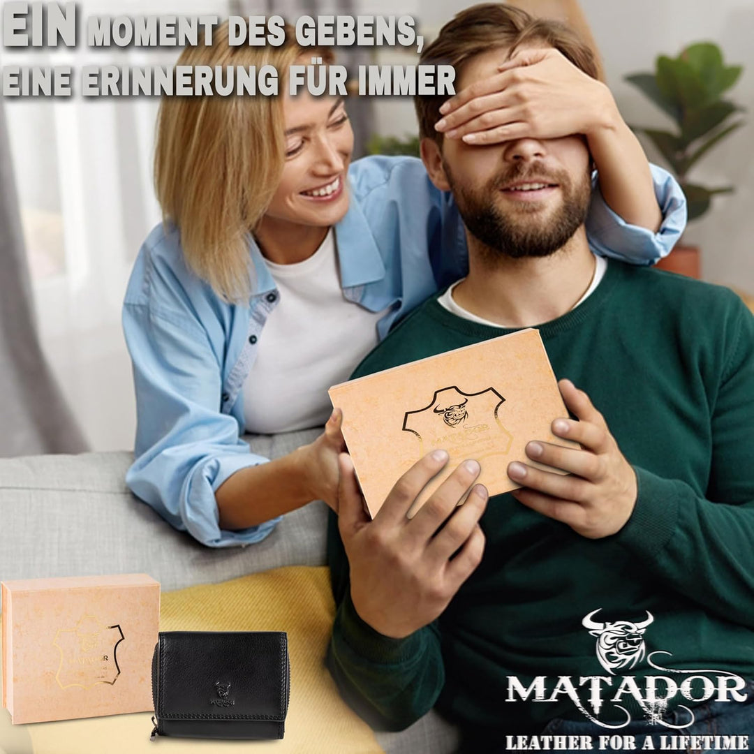 MATADOR Geldbörse Damen Portemonnaie Klein Frauen Geldbeutel Herren TüV Geprüfter RFID/NFC Schutz (B