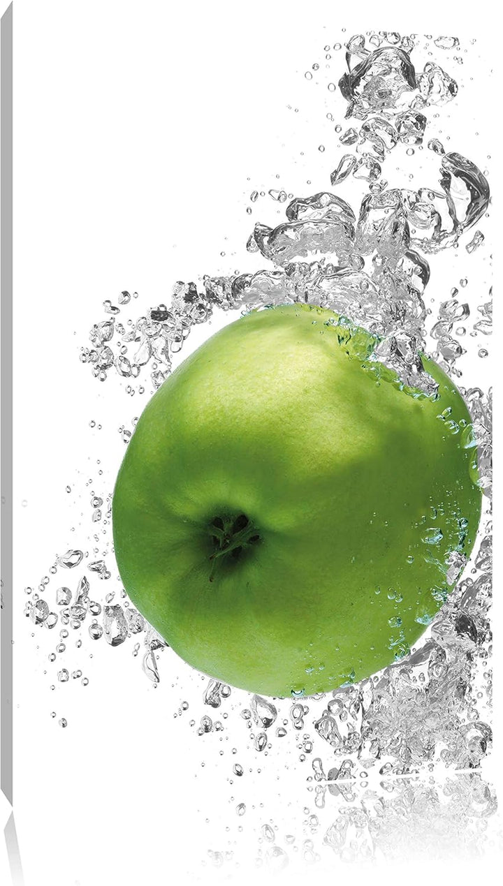 Pixxprint saftig grüne Äpfel im Wasser als Leinwandbild/Grösse: 100x70 / Wandbild/Kunstdruck/fertig