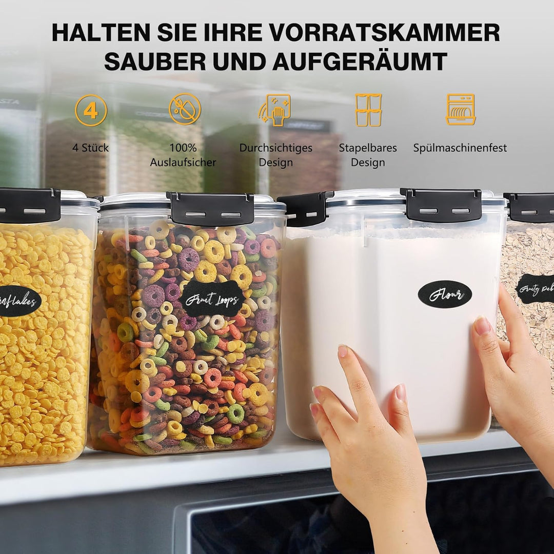 YASHE 5,3L Gross Vorratsdosen mit Deckel Luftdicht, 4er Set Kunststoff Frischhaltedosen mit Deckel,