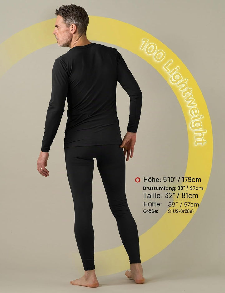 LAPASA Herren Innenfleece Thermounterwäsche Set, Thermounterhemd &amp; Thermohosen Funktionsunterwäsche