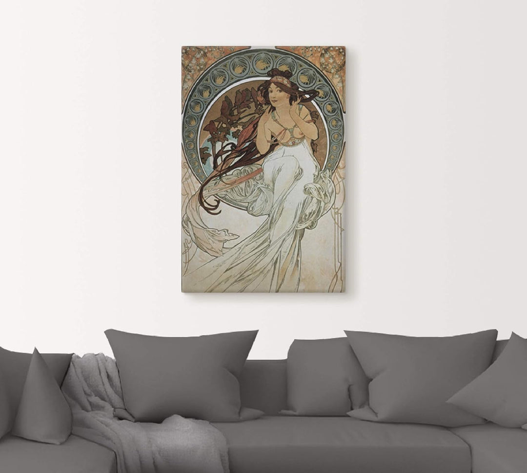 ARTland Leinwandbild Wandbild Bild auf Leinwand 40x60 cm Wanddeko Frau Kleid Ornamente Vier Künste D