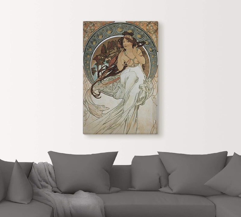ARTland Leinwandbild Wandbild Bild auf Leinwand 40x60 cm Wanddeko Frau Kleid Ornamente Vier Künste D