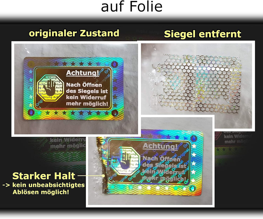 2010 Stk - 3D Hologramm-Siegel 40 * 25mm silber glänzend - Rücknahmesiegel Sicherheitssiegel Qualitä