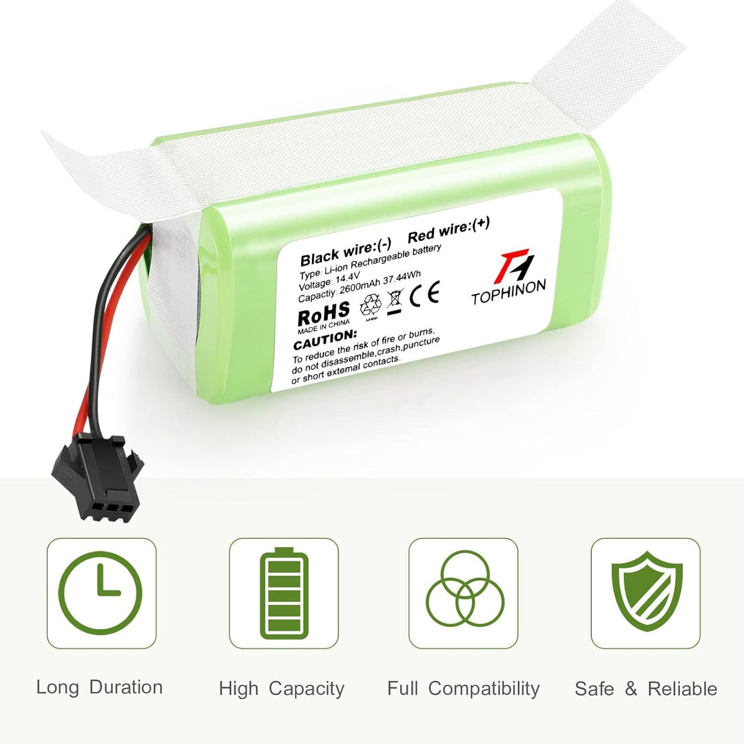 TOPHINON 14.4V 2600mAh Li-Ionen Ersatzakku für Ecovacs Deebot N79 N79S DN622, Eufy RoboVac 11,11S,11