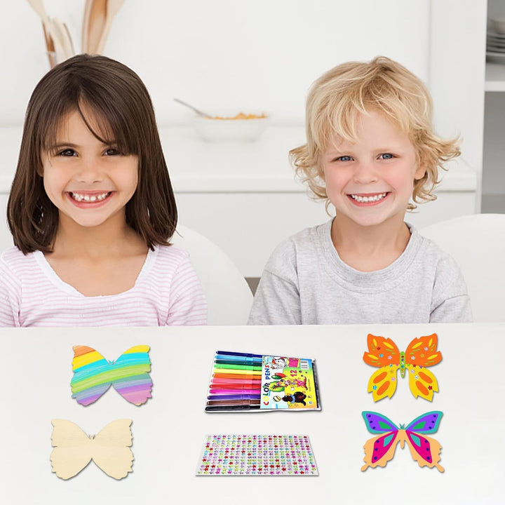 Schmetterling Bastelset, 40 Stück Schmetterlinge Holz Kindergeburtstag Basteln, Schmetterlinge Deko