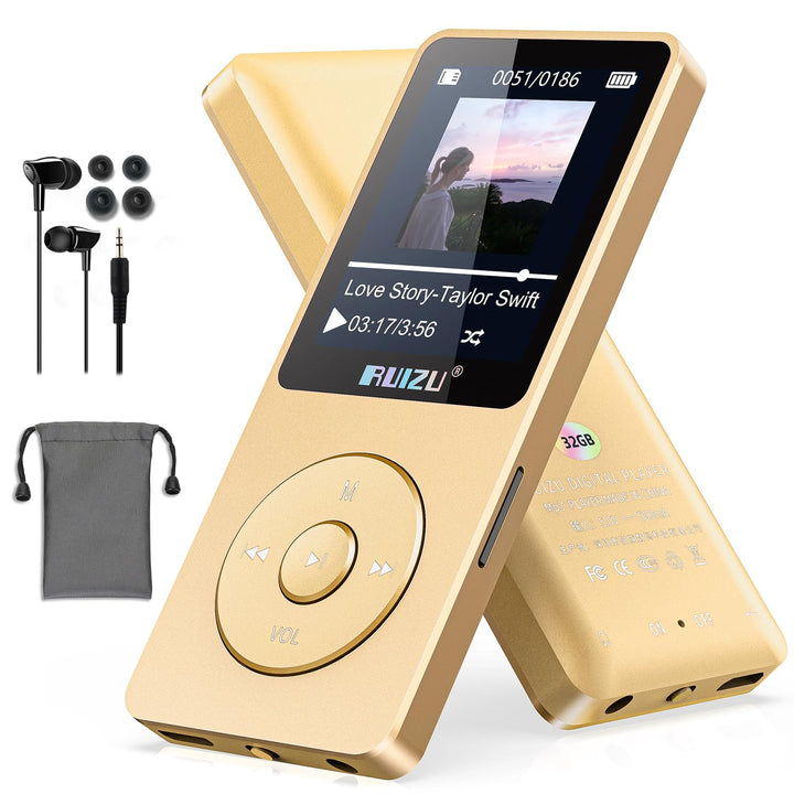 64GB MP3 Player with Bluetooth 5.3, 1.8" Screen Portable Music Player, FM Radio, Voice Recording, EB