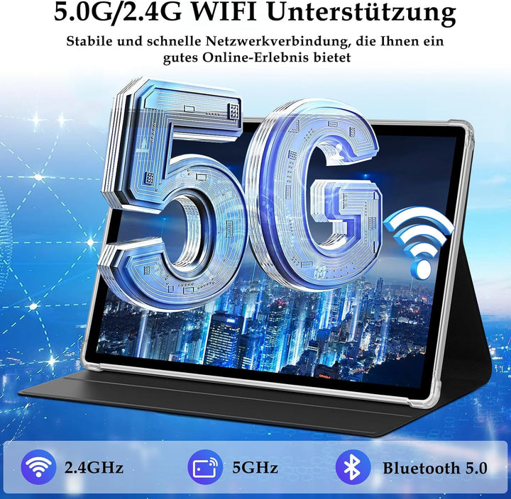 ZIOVO Android Tablet 10 Zoll Gemini AI mit 22GB RAM+128GB ROM(TF 2TB), 5G WiFi, Octa-Core 2.0GHz, Wi
