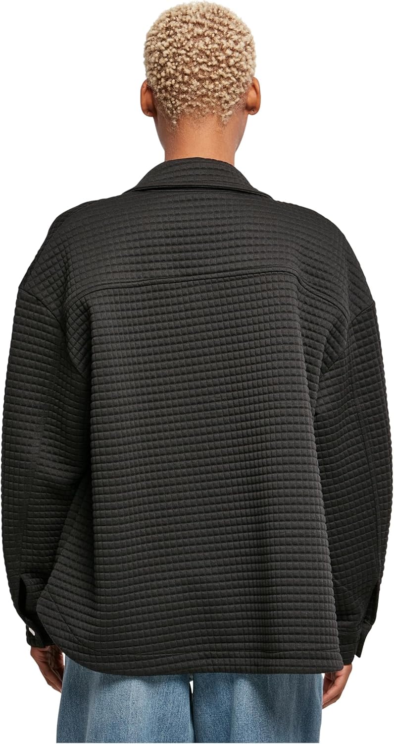 Urban Classics Damen Ladies Quilted Sweat Overshirt Strickjacke M Schwarz, M Schwarz