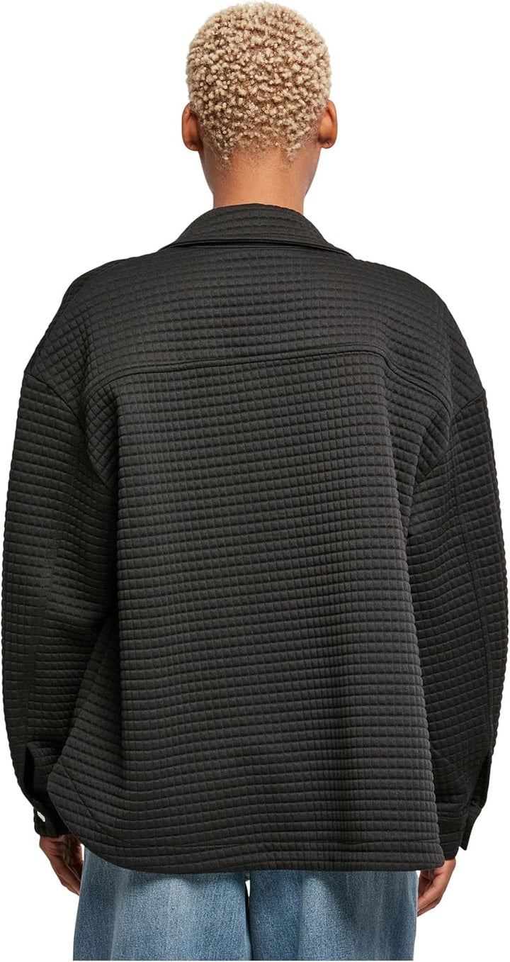 Urban Classics Damen Ladies Quilted Sweat Overshirt Strickjacke M Schwarz, M Schwarz