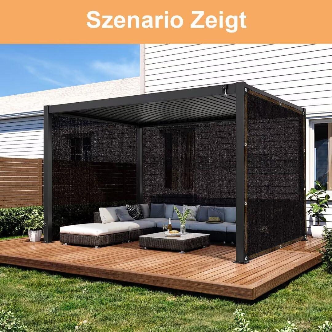 Schattiernetz-mit-ösen-2x3m, Schwarze Garten Sonnenschutz Netz Terrasse 70% Shading Rate UV-Beständi