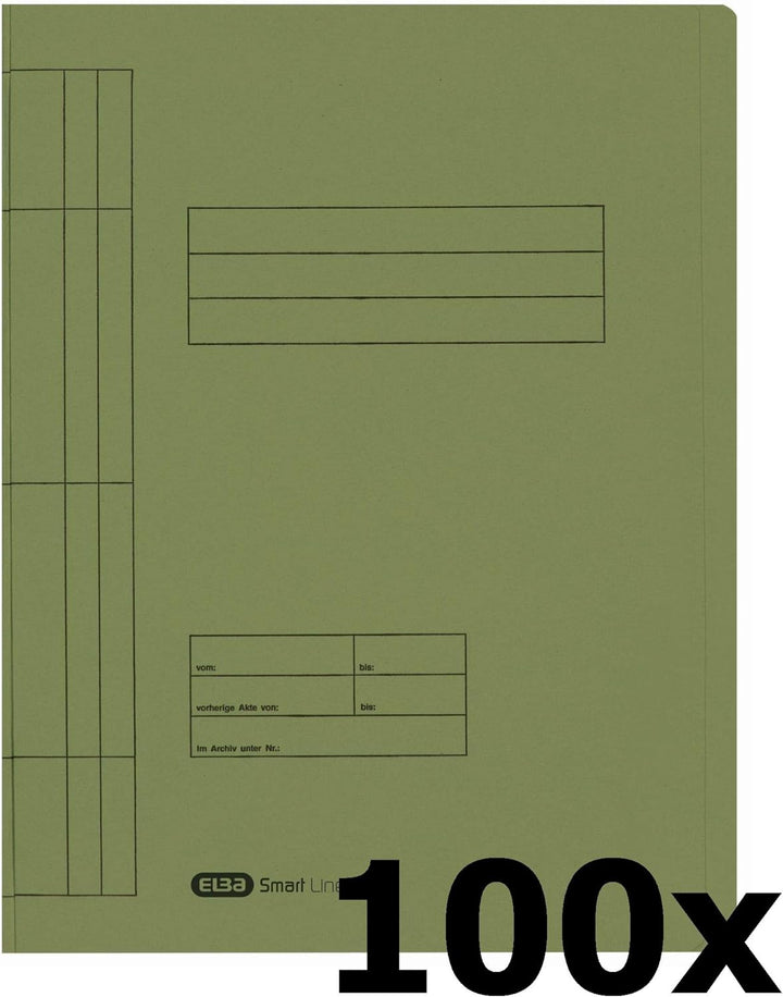 Elba Schnellhefter A4 Pappe, Smart Line, aus Manila-Karton, grün, 100 Stück grün Schnellhefter, grün