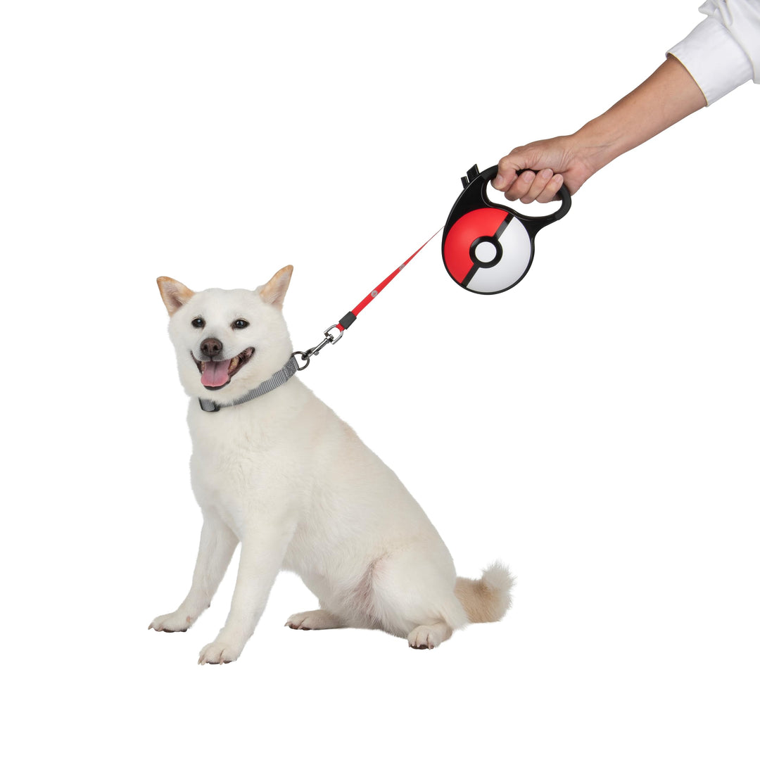 Pokémon Pokéball einziehbare Hundeleine - 5 m einziehbare Leine mit reflektierendem Muster, Feststel
