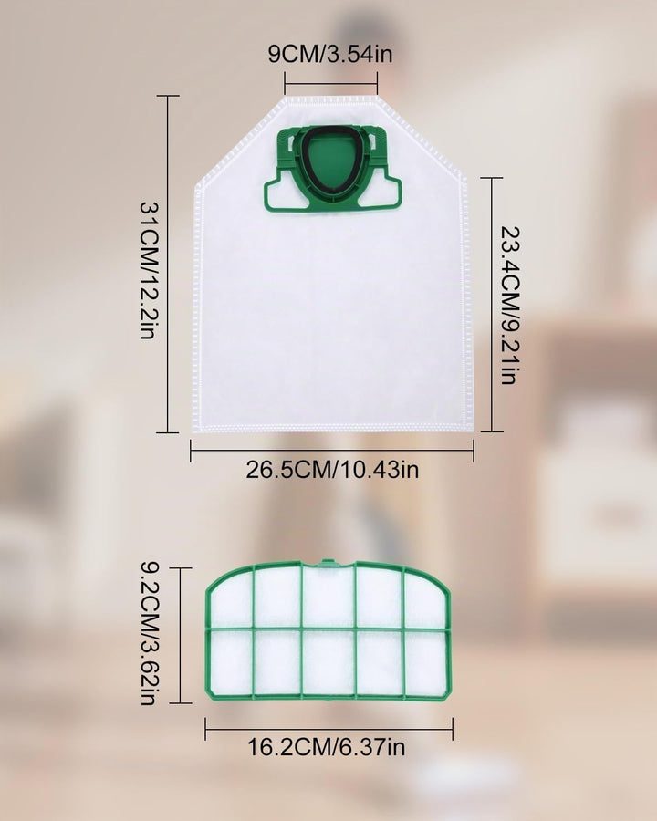 10 Staubsaugerbeutel für Vorwerk Kobold VK200 FP200 Absaugstation mit 2 HEPA-Filtern, Premuim Qualit