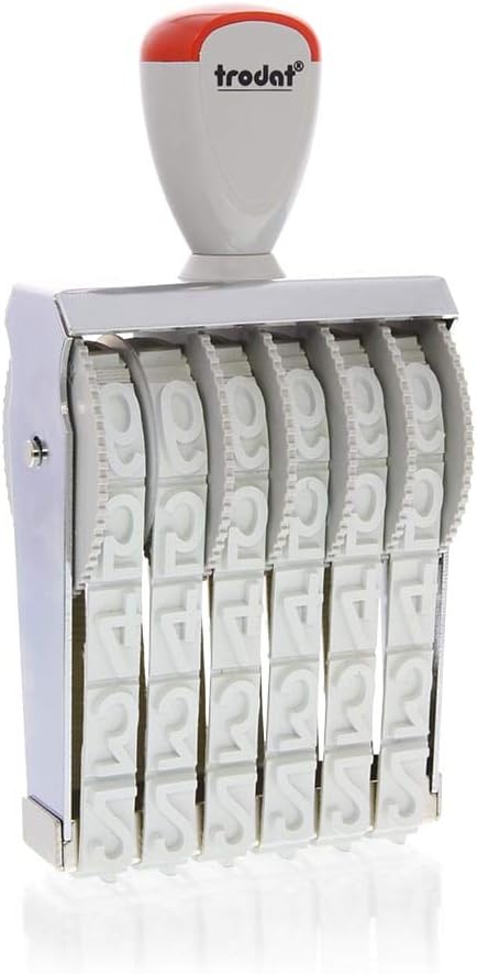 Trodat Bänderstempel 18mm, 6stellig, Zeichen pro Band 0-9 X,F,-,/,.,St.,No,1/2,1/4,3/4,