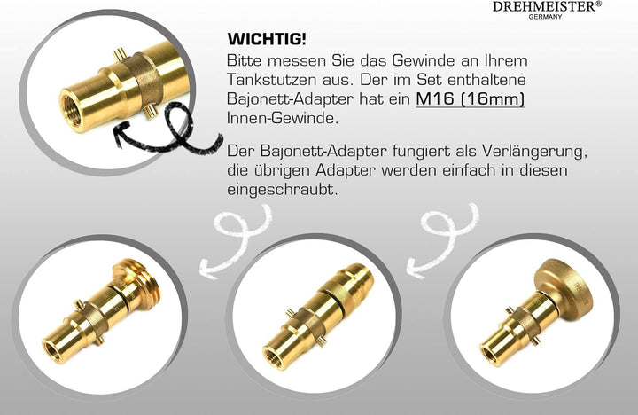 LPG Adapter Set M16 - extra lang - Tankadapter mit Etui - für Gasfahrzeuge - Alle Europa Autogas Ada