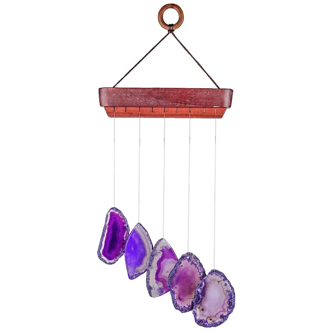 KYEYGWO Lila Achat Scheiben Geode Windspiel Sun Catcher KristallsteinGlockenspiel Artwork für Hausga