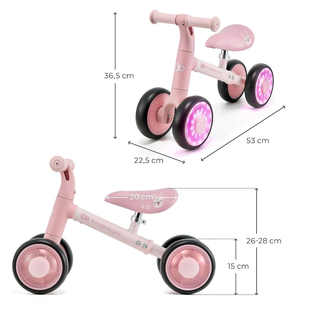 Kinderkraft Cutie Flash Laufrad, Lernlaufrad, Kinderlaufrad, Lauflernrad ohne Pedale, Räder mit LED-