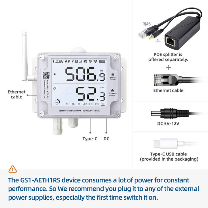 UbiBot GS1-AETH1RS | digitales WLAN-fähiges Thermo- und Hygrometer mit Warnungen, ferngesteuerter Te