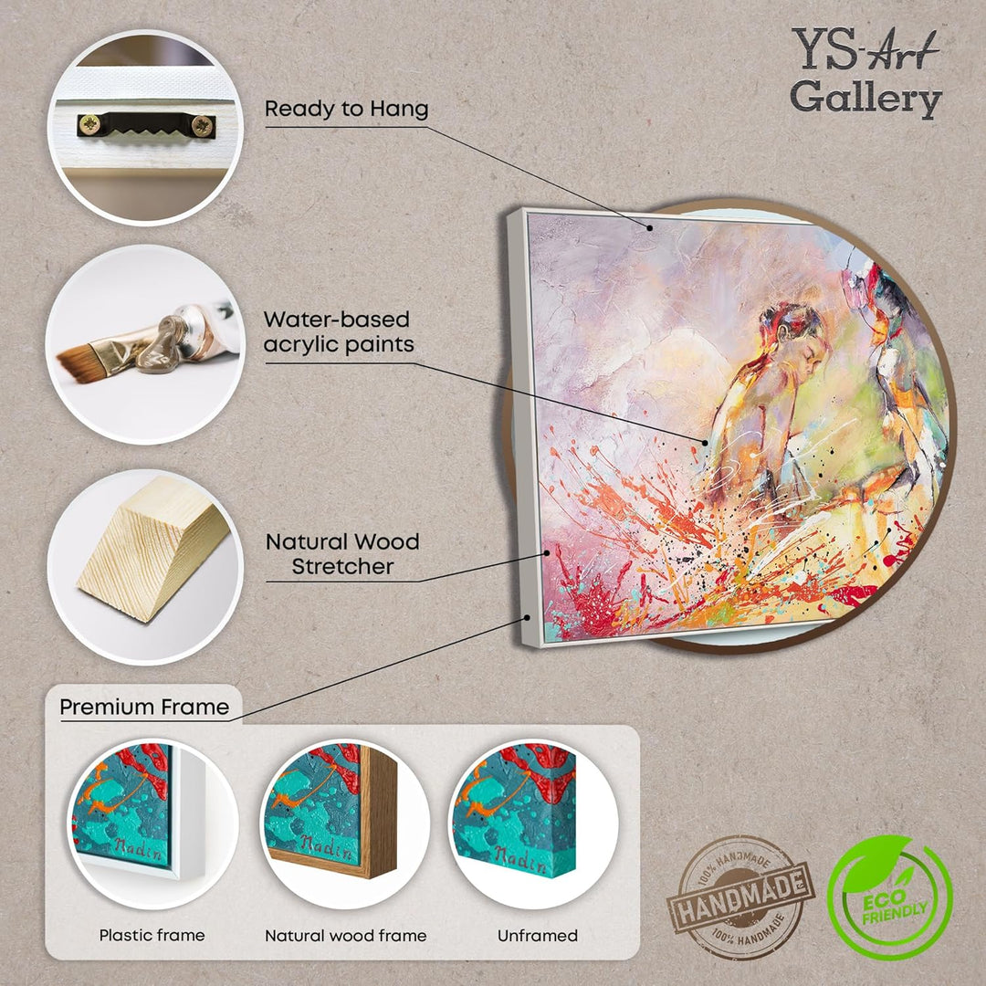 YS-Art Abstrakt Stil Acryl Gemälde auf Leinwand Heisser Sommer handgemalt Wandbilder Wohnzimmer mode