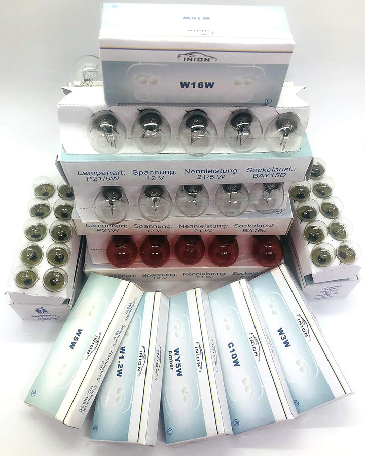 INION 120x Stück KFZ Beleuchtung Set 12V Glühlampe Autolampen Zugelassen (120x Stück SET), 120x Stüc