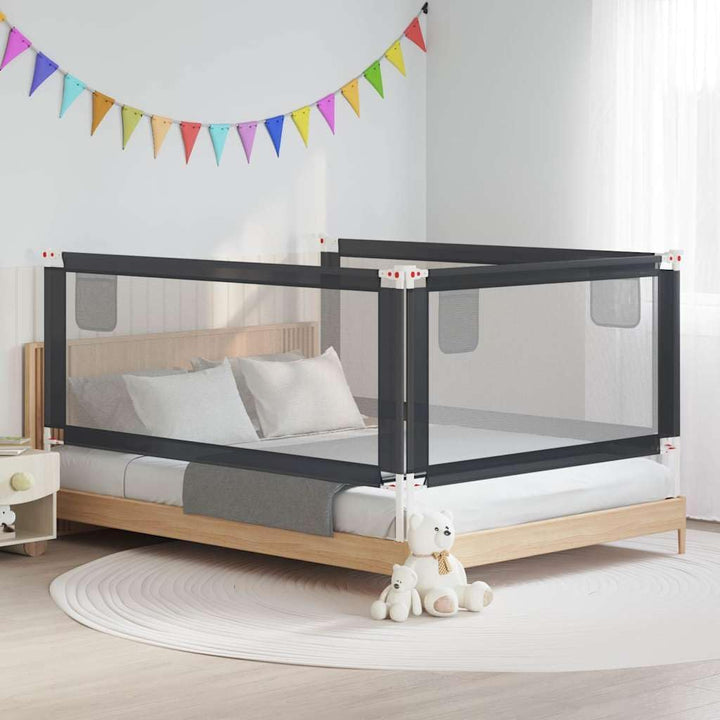 SMARTGROUPSTORE BD - BD Sicherheitsgeländer Kinderbett Dunkelgrau Stoff 200 x 25 cm
