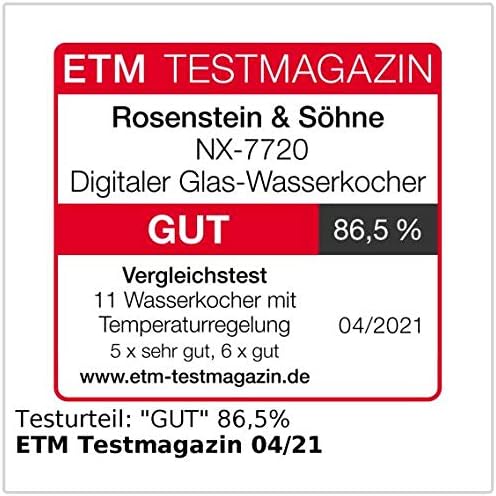 Rosenstein & Söhne Wasserkocher LED: Digitaler Glas-Wasserkocher, Temperaturwahl, Display, 2.200 W,