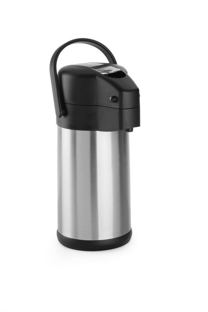 HENDI Pumpkanne, Isolierkanne, mit Pumpsystem, 360° drehbarer Boden, Doppelwandige, Kaffekanne, Term