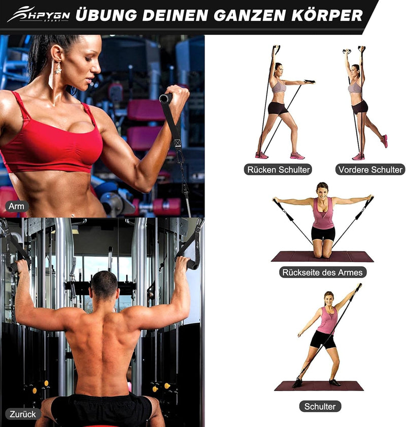 Fitnessbänder Set, 150lbs 200lbs 250lbs Resistance Bands 5 Verschiedene Stärken, Widerstandsbänder S