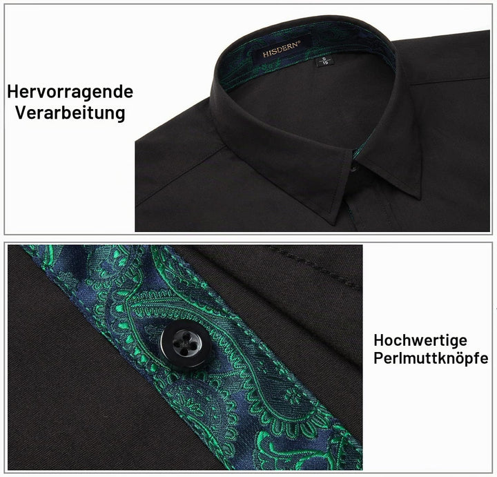 HISDERN Herren Hemd formelle Freizeithemd Businesshemden Freizeithemden Langarm Baumwolle Klassisch