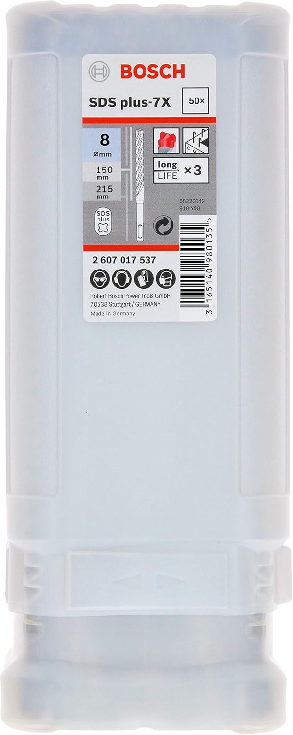 Bosch Professional 50 Stück Hammerbohrer SDS plus-7X (für Beton und Mauerwerk, 8 x 100 x 165 mm, Zub