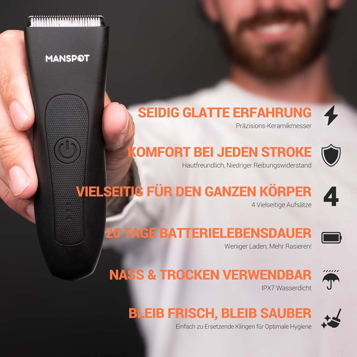 MANSPOT Intimrasierer Mann, Manscaped Körperrasierer Herren Wasserdicht, Rasierer Herren Intimbereic