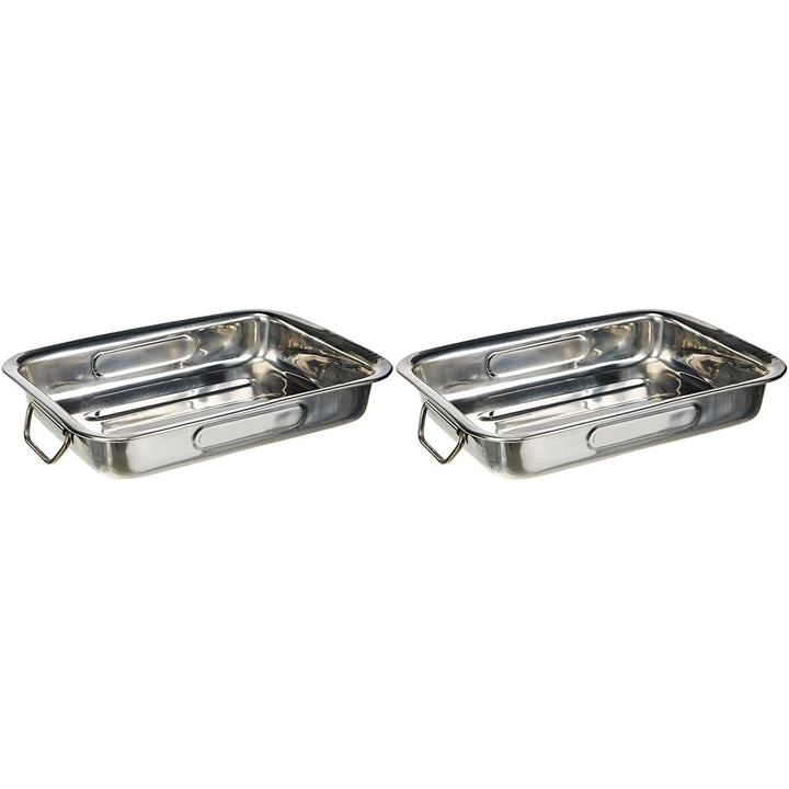 Ibili Bräter mit Griffen 25x19x5,5 cm aus Edelstahl, Silber, 23 cm (Packung mit 2) Silber 25 x 19 x