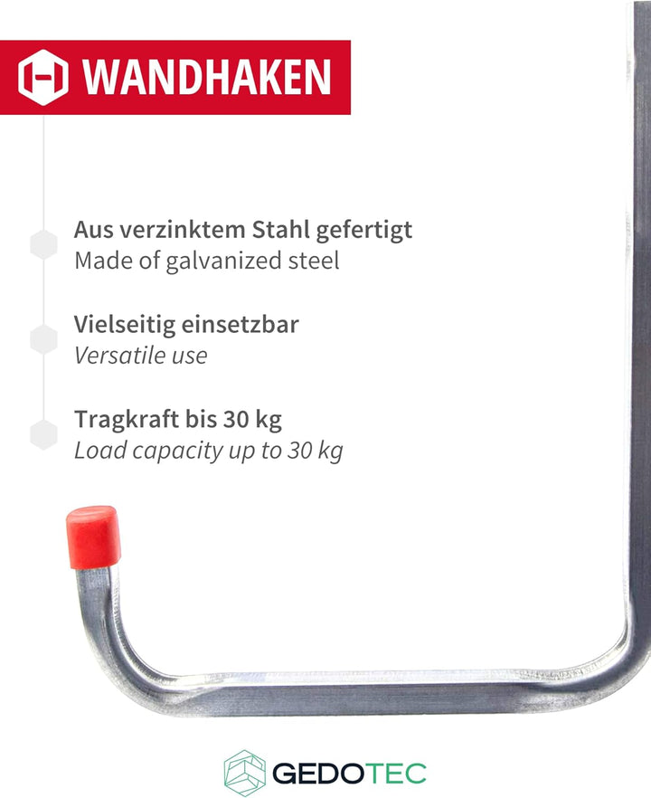 Gedotec Wandhaken Garage Metall-Haken Werkstatt | Schwerlast-Gerätehalter 250 x 300 mm | Befestigung