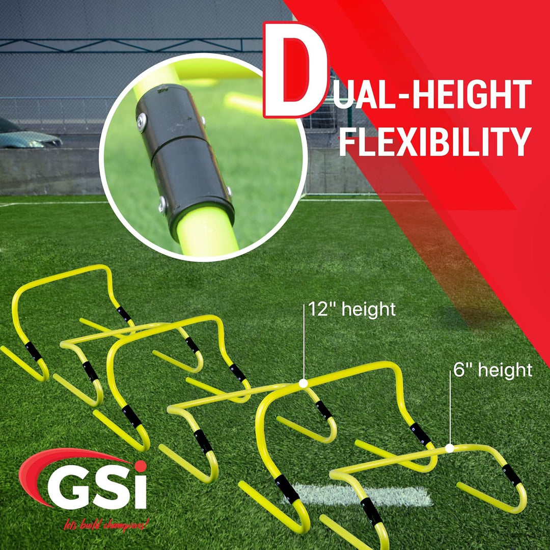 GSI Dual Height Agility Hürden Pack of 6 – Adjustable 6" & 12" Training Hürden für Sports, Fitness u
