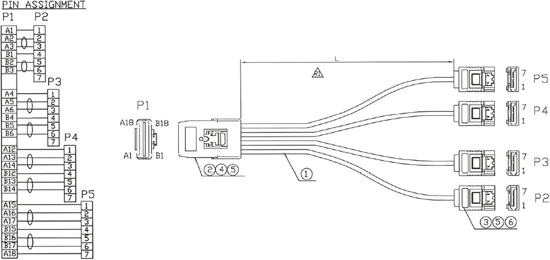 InLine 27620A SAS Anschlusskabel, Mini-SAS SFF-8087 an 4x SATA, 1:1, OCR, 0,75m
