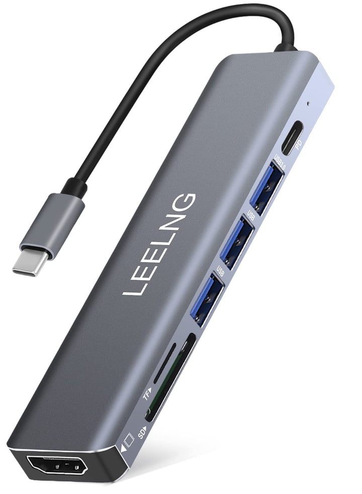 FITLONG 7-in-1 USB C Hub für MacBook, 4K HDTV, SD/TF-Kartenleser, USB C Docking Station für Computer