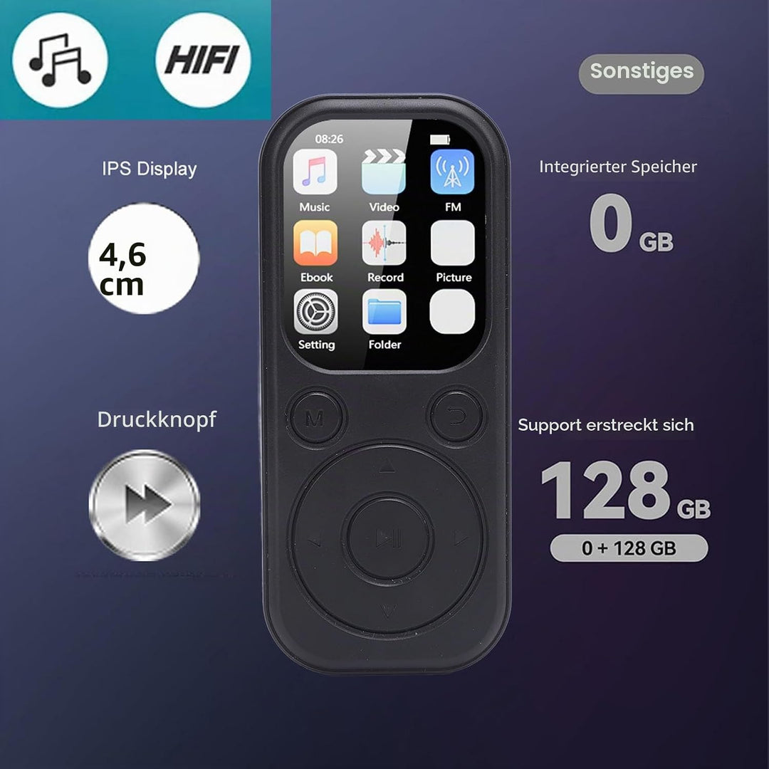 SENECESLI MP3-Player mit Bluetooth 5.4, Tragbarer Musik-Player mit 2,01-Zoll-Bildschirm, Verlustfrei