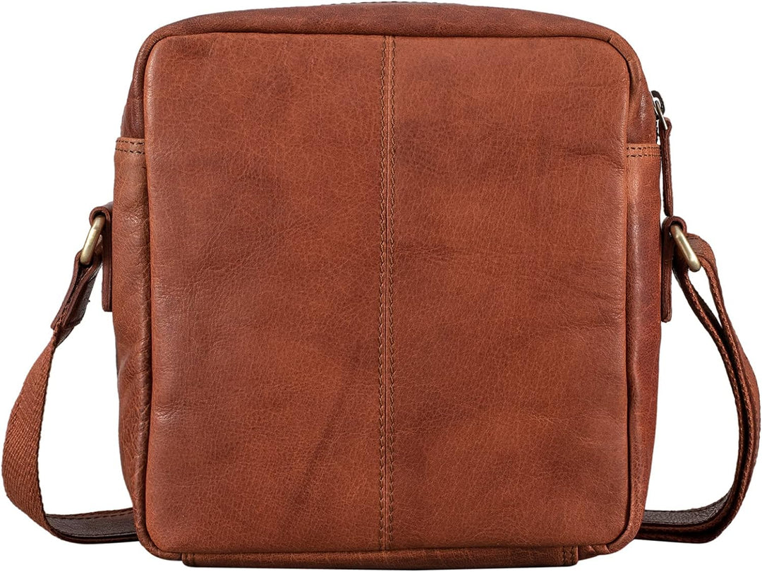 STILORD 'Nathan' Umhängetasche Herren Leder klein braun Vintage Herrentasche 10,1 Zoll Tablettasche