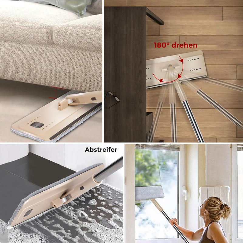 Masthome Wischmopp Set mit Eimer,2 In 1 Putzeimer mit Wischer Wischmopp mit Auswringfunktion, 6 Wisc