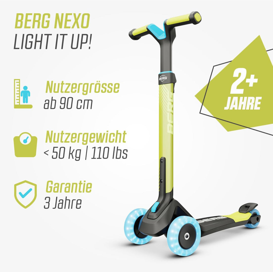 BERG Nexo Foldable Lights LED-Deck Kinderroller | Scooter | Klappbar & Tragbar | LED-Lichteffekte |