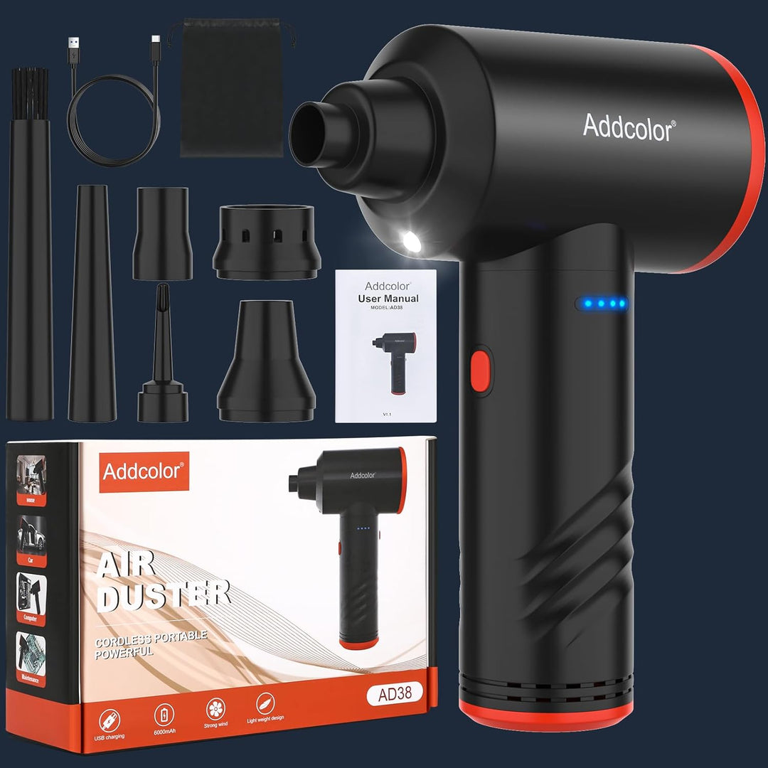 Elektrische Staubgebläse, 3-Gang 100000 U/min Compressed Air Duster Mit LED-Licht, Wiederaufladbar D