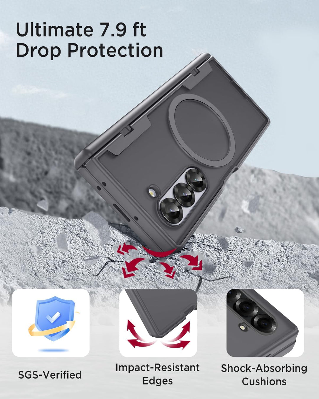 Miimall Kompatibel mit Samsung Galaxy Z Fold 7 Magnetisch Hülle, Anti-SPY Displayschutz & Scharniers