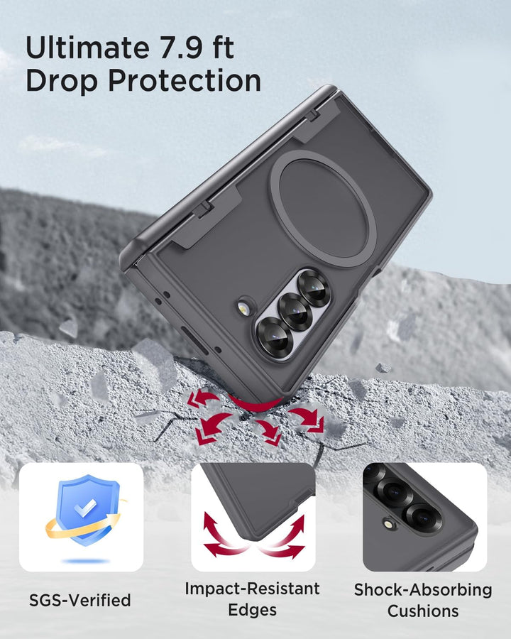 Miimall Kompatibel mit Samsung Galaxy Z Fold 7 Magnetisch Hülle, Anti-SPY Displayschutz & Scharniers