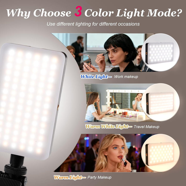 M140 LED Selfie Licht mit 2000mAh Akku, 6500K Profi Video Licht für Handy/Tablet/Kamera, Rotierbares